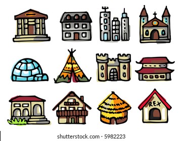 buildings illustrations - others of same series : http://www.shutterstock.com/lightboxes.mhtml?lightbox_id=499075