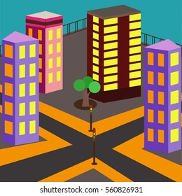 Buildings in the isometric style vector.