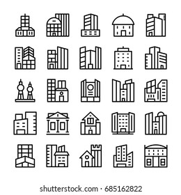 Buildings, Landmarks Line Vector Icons 10