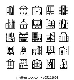 Buildings, Landmarks Line Vector Icons 9