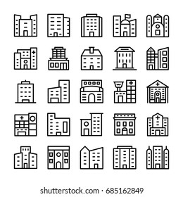 Buildings, Landmarks Line Vector Icons 2