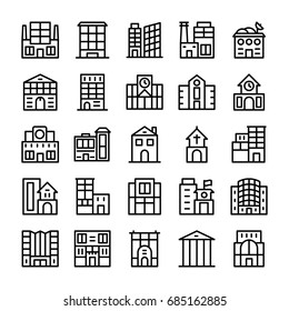 Buildings, Landmarks Line Vector Icons 6