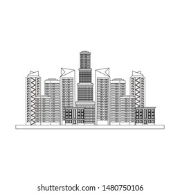 buildings landscape urban city view cartoon vector illustration graphic design