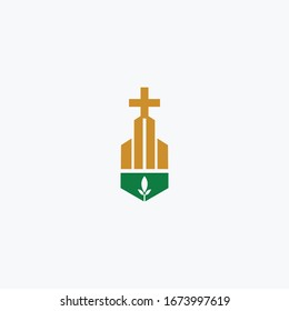 Buildings Leaf logo template design in Vector illustration 