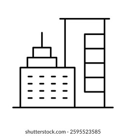 Buildings Line Editable Stroke Icon. Real Estate, House, Home, Apartment, Condominium, Hotel, Mall, City, Cityscape, Town, Downtown, Museum, Architecture Buildings Icons Vector Illustration