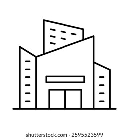Buildings Line Editable Stroke Icon. Real Estate, House, Home, Apartment, Condominium, Hotel, Mall, City, Cityscape, Town, Downtown, Museum, Architecture Buildings Icons Vector Illustration