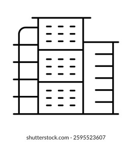 Buildings Line Editable Stroke Icon. Real Estate, House, Home, Apartment, Condominium, Hotel, Mall, City, Cityscape, Town, Downtown, Museum, Architecture Buildings Icons Vector Illustration