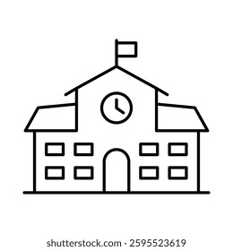 Buildings Line Editable Stroke Icon. Real Estate, House, Home, Apartment, Condominium, Hotel, Mall, City, Cityscape, Town, Downtown, Museum, Architecture Buildings Icons Vector Illustration