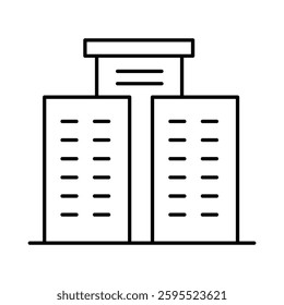 Buildings Line Editable Stroke Icon. Real Estate, House, Home, Apartment, Condominium, Hotel, Mall, City, Cityscape, Town, Downtown, Museum, Architecture Buildings Icons Vector Illustration