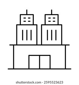 Buildings Line Editable Stroke Icon. Real Estate, House, Home, Apartment, Condominium, Hotel, Mall, City, Cityscape, Town, Downtown, Museum, Architecture Buildings Icons Vector Illustration