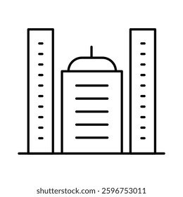 Buildings Line Editable Stroke Icon. Real Estate, House, Home, Apartment, Condominium, Hotel, Mall, City, Cityscape, Town, Downtown, Museum, Architecture Buildings Icons Vector Illustration