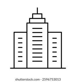 Buildings Line Editable Stroke Icon. Real Estate, House, Home, Apartment, Condominium, Hotel, Mall, City, Cityscape, Town, Downtown, Museum, Architecture Buildings Icons Vector Illustration