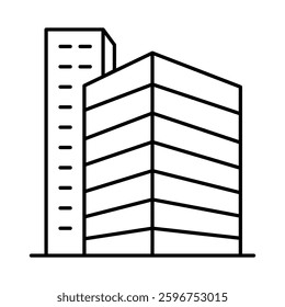 Buildings Line Editable Stroke Icon. Real Estate, House, Home, Apartment, Condominium, Hotel, Mall, City, Cityscape, Town, Downtown, Museum, Architecture Buildings Icons Vector Illustration