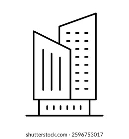 Buildings Line Editable Stroke Icon. Real Estate, House, Home, Apartment, Condominium, Hotel, Mall, City, Cityscape, Town, Downtown, Museum, Architecture Buildings Icons Vector Illustration