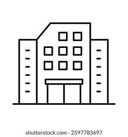 Buildings Line Editable Stroke Icon. Real Estate, House, Home, Apartment, Condominium, Hotel, Mall, City, Cityscape, Town, Downtown, Museum, Architecture Buildings Icons Vector Illustration