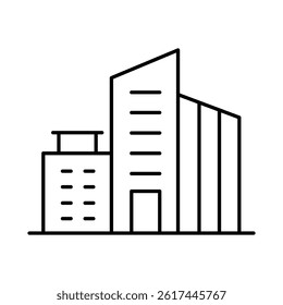Buildings Line Editable Stroke Icon. Real Estate, City, Cityscape, House, Home, Apartment, Condominium, Hotel, Mall, Town, Architecture Buildings Icons Vector Illustration