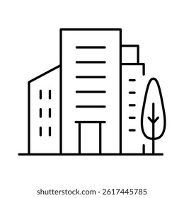 Buildings Line Editable Stroke Icon. Real Estate, City, Cityscape, House, Home, Apartment, Condominium, Hotel, Mall, Town, Architecture Buildings Icons Vector Illustration