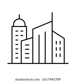 Buildings Line Editable Stroke Icon. Real Estate, City, Cityscape, House, Home, Apartment, Condominium, Hotel, Mall, Town, Architecture Buildings Icons Vector Illustration