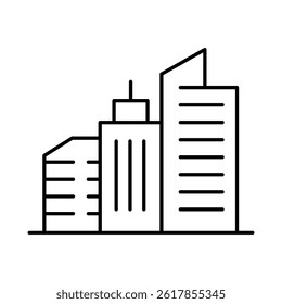 Buildings Line Editable Stroke Icon. Real Estate, City, Cityscape, House, Home, Apartment, Condominium, Hotel, Mall, Town, Architecture Buildings Icons Vector Illustration