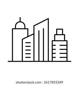 Buildings Line Editable Stroke Icon. Real Estate, City, Cityscape, House, Home, Apartment, Condominium, Hotel, Mall, Town, Architecture Buildings Icons Vector Illustration