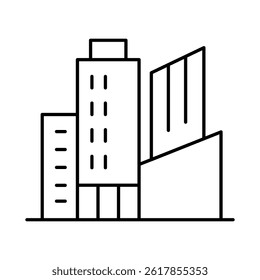 Buildings Line Editable Stroke Icon. Real Estate, City, Cityscape, House, Home, Apartment, Condominium, Hotel, Mall, Town, Architecture Buildings Icons Vector Illustration