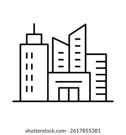 Buildings Line Editable Stroke Icon. Real Estate, City, Cityscape, House, Home, Apartment, Condominium, Hotel, Mall, Town, Architecture Buildings Icons Vector Illustration