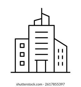 Buildings Line Editable Stroke Icon. Real Estate, City, Cityscape, House, Home, Apartment, Condominium, Hotel, Mall, Town, Architecture Buildings Icons Vector Illustration