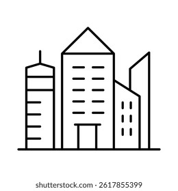 Buildings Line Editable Stroke Icon. Real Estate, City, Cityscape, House, Home, Apartment, Condominium, Hotel, Mall, Town, Architecture Buildings Icons Vector Illustration