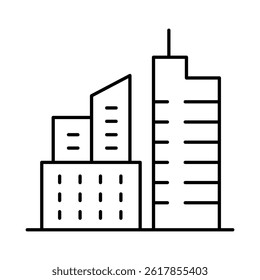 Buildings Line Editable Stroke Icon. Real Estate, City, Cityscape, House, Home, Apartment, Condominium, Hotel, Mall, Town, Architecture Buildings Icons Vector Illustration