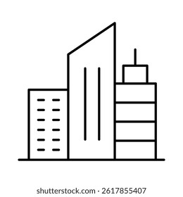 Buildings Line Editable Stroke Icon. Real Estate, City, Cityscape, House, Home, Apartment, Condominium, Hotel, Mall, Town, Architecture Buildings Icons Vector Illustration