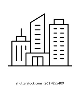 Buildings Line Editable Stroke Icon. Real Estate, City, Cityscape, House, Home, Apartment, Condominium, Hotel, Mall, Town, Architecture Buildings Icons Vector Illustration