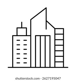 Icono de trazo editable de línea de edificios. Bienes raíces, ciudad, paisaje urbano, casa, hogar, departamento, condominio, hotel, centro comercial, ciudad, edificios arquitectónicos Iconos Ilustración vectorial