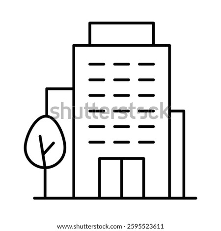 Buildings Line Editable Stroke Icon. Real Estate, House, Home, Apartment, Condominium, Hotel, Mall, City, Cityscape, Town, Downtown, Museum, Architecture Buildings Icons Vector Illustration