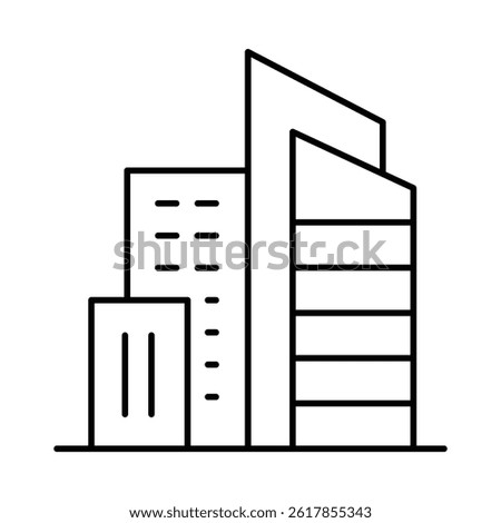 Buildings Line Editable Stroke Icon. Real Estate, City, Cityscape, House, Home, Apartment, Condominium, Hotel, Mall, Town, Architecture Buildings Icons Vector Illustration