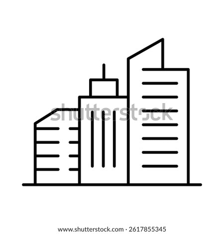 Buildings Line Editable Stroke Icon. Real Estate, City, Cityscape, House, Home, Apartment, Condominium, Hotel, Mall, Town, Architecture Buildings Icons Vector Illustration