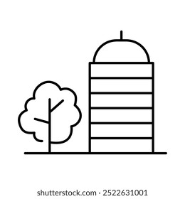 Buildings Line Editable Stroke Icons. Real Estate, House, Home, Apartment, Cityscape Architecture Buildings Icons Vector Illustration