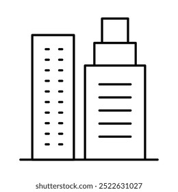 Linha de prédios ícones de traçado editáveis. Imóveis, Casa, Casa, Apartamento, Paisagem urbana Edifícios Ícones Vetor Ilustração