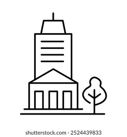 Linha de prédios ícones de traçado editáveis. Imóveis, Casa, Casa, Apartamento, Paisagem urbana Edifícios Ícones Vetor Ilustração