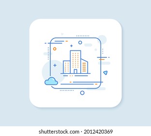 Buildings line icon. Abstract square vector button. City architecture sign. Skyscraper building symbol. Buildings line icon. Quality concept badge. Vector