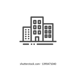 Buildings line icon. City apartments sign. Architecture building symbol. Quality design element. Linear style buildings icon. Editable stroke. Vector