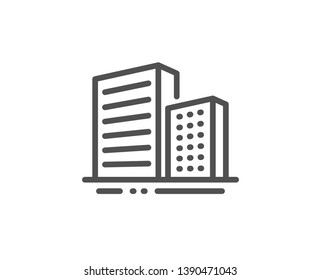 Buildings line icon. City architecture sign. Skyscraper building symbol. Quality design element. Linear style buildings icon. Editable stroke. Vector
