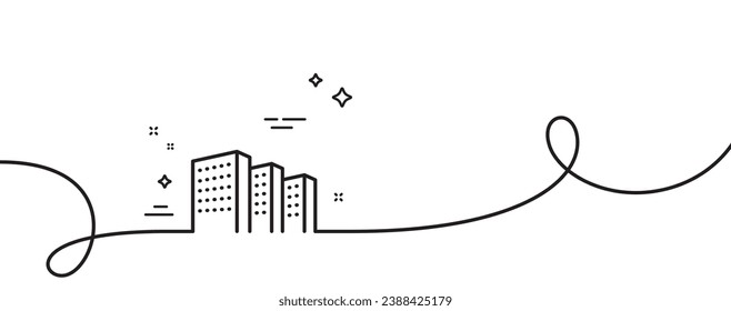 Das Symbol Gebäude zeigt die Linie. Kontinuierlich eine Linie mit curl. Stadtarchitekturzeichen. Symbol für Wolkenkratzer-Gebäude. Gebäude mit einem einzigen Rahmenband. Loop-Kurve Muster. Vektorgrafik