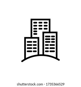 Buildings line icon on white background. Vector sign