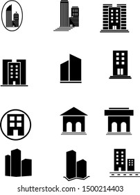 Buildings line icon set. Bank, school, courthouse, university, library. Architecture concept. Can be used for topics like office, city, real estate
