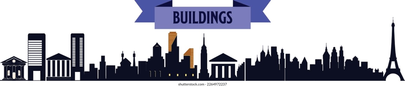 Buildings line icon set. Bank, school, courthouse, university, library. Architecture concept. Can be used for topics like office, city, real estate