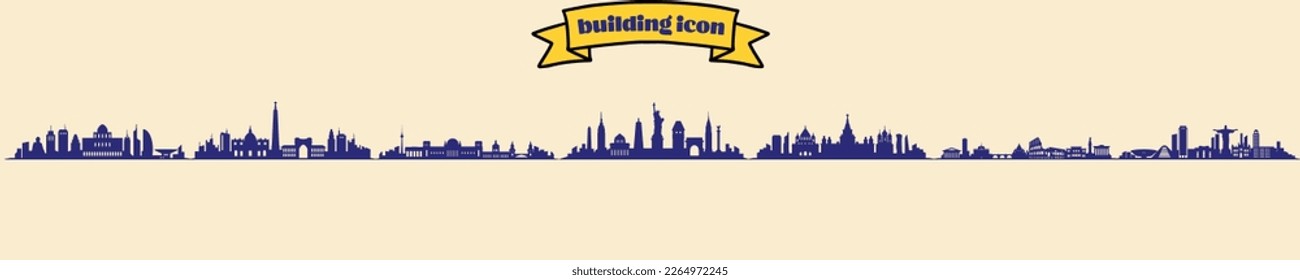 Buildings line icon set. Bank, school, courthouse, university, library. Architecture concept. Can be used for topics like office, city, real estate