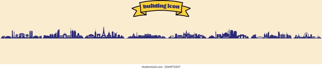 Buildings line icon set. Bank, school, courthouse, university, library. Architecture concept. Can be used for topics like office, city, real estate