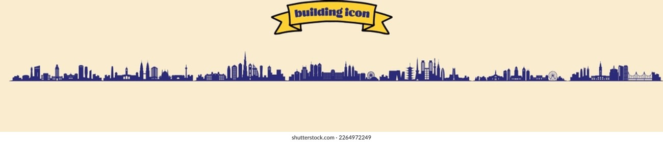 Buildings line icon set. Bank, school, courthouse, university, library. Architecture concept. Can be used for topics like office, city, real estate