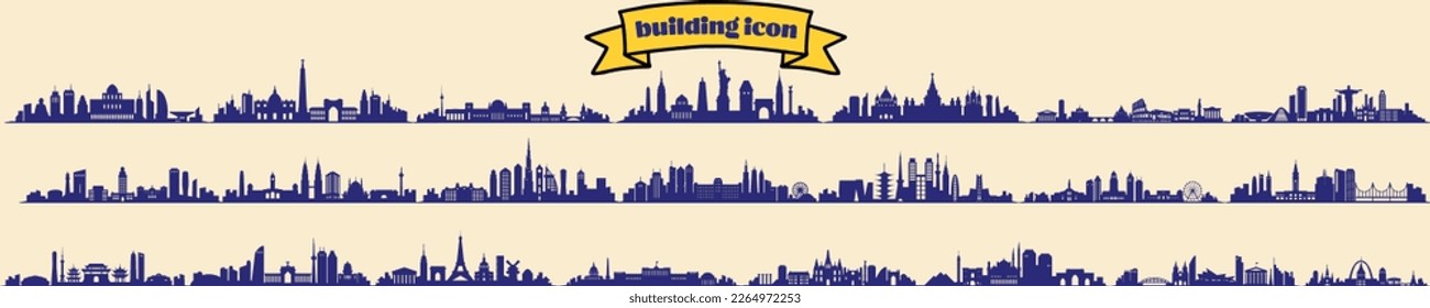 Buildings line icon set. Bank, school, courthouse, university, library. Architecture concept. Can be used for topics like office, city, real estate