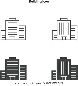 Buildings line icon set. Bank, school, courthouse, university, library. Architecture concept isolated on white background.